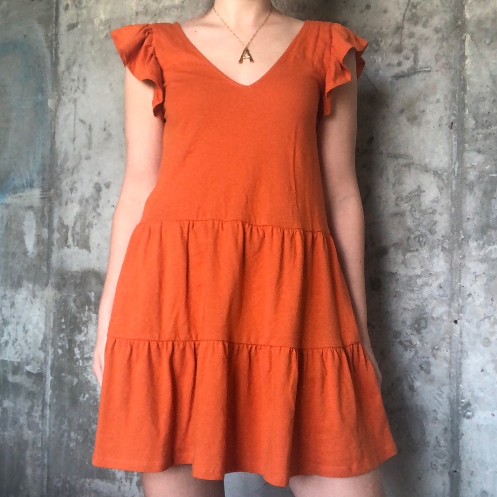 ASOS Orange Tiered Smock Dress